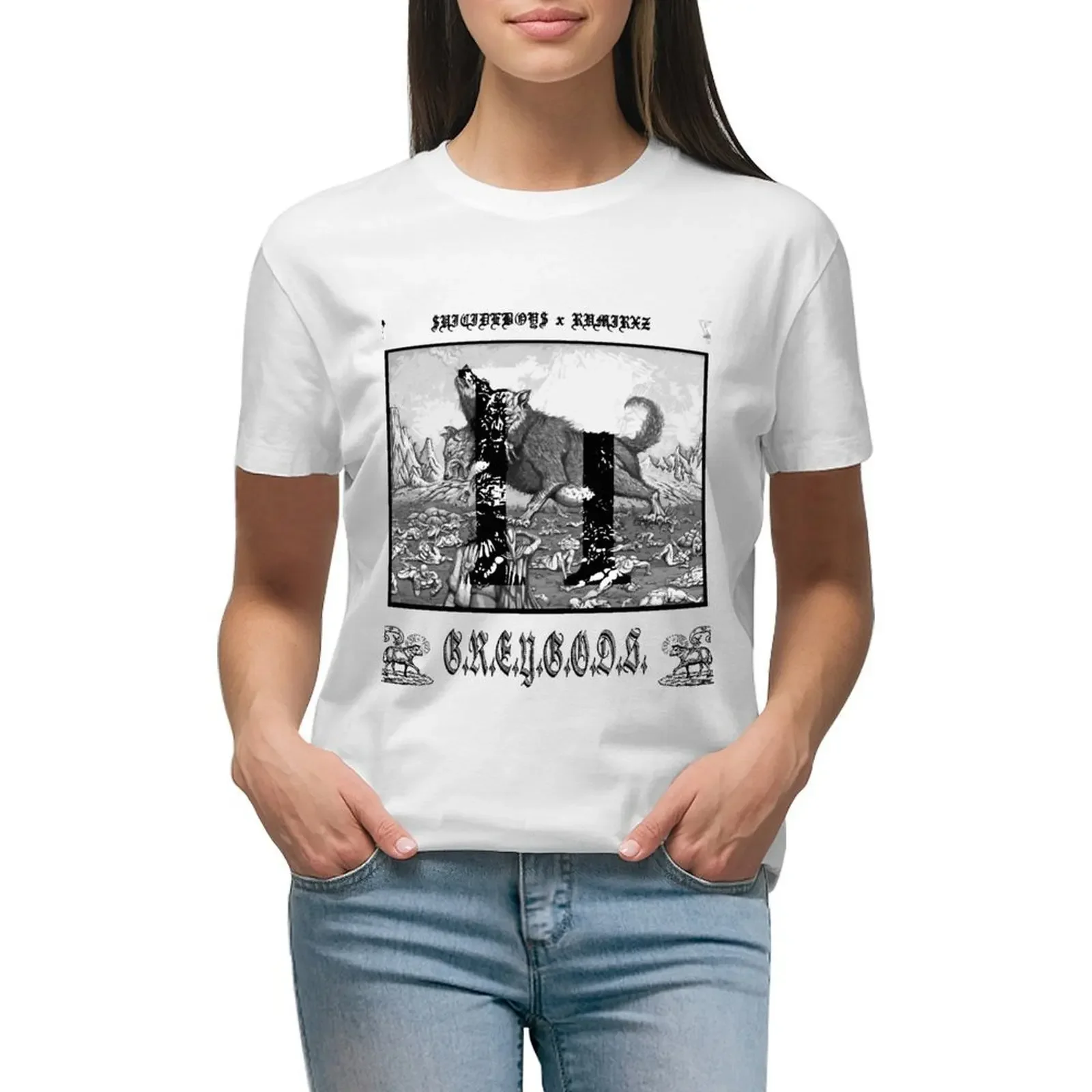 

Greygods T-Shirt plain cute clothes summer tops kawaii clothes t-shirt dress for Women long