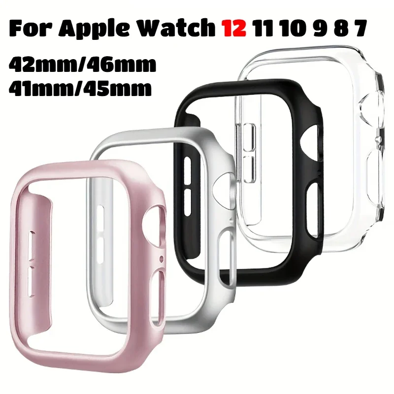Matte Hard Pc Bumper Case For Apple Watch 12 11 10 42mm 46mm Cover No Screen Protector iWatch Series 7 8 9 41mm 45mm Accessories