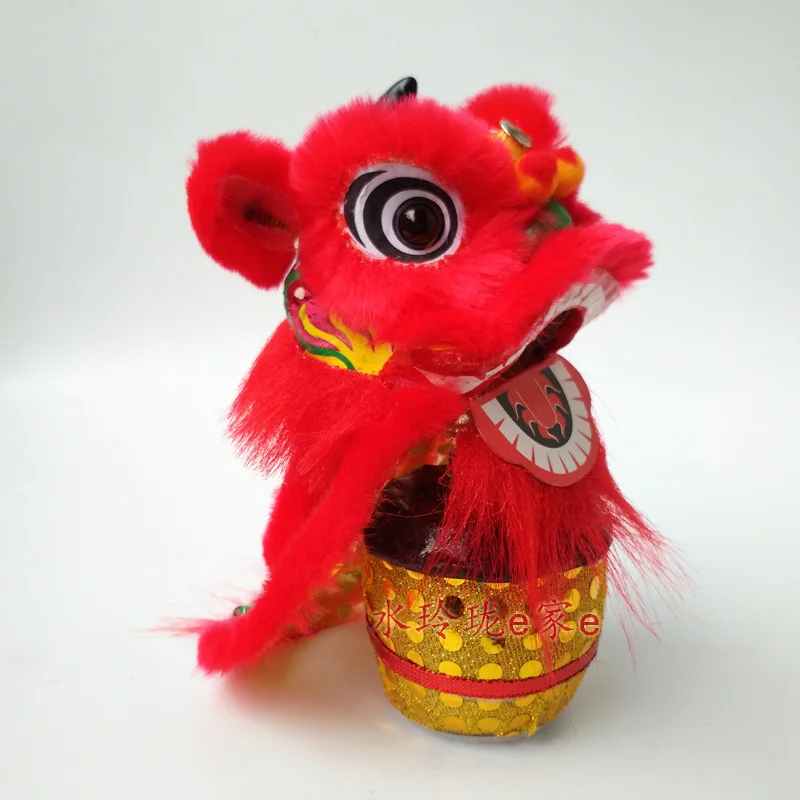 

Lovely Little Lion Dance Chinese Southern Lion Folk Handicrafts Car Ornaments Big Drum Leo Lion Activity Exhibition