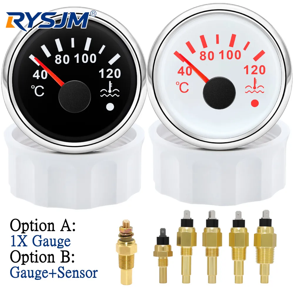 

﻿ 2'' 52mm Water Temperature Gauge With Coolant Temperature Sensors 1/8NPT 14/17/21MM Car Boat Water Temp Meter With Alarm ﻿