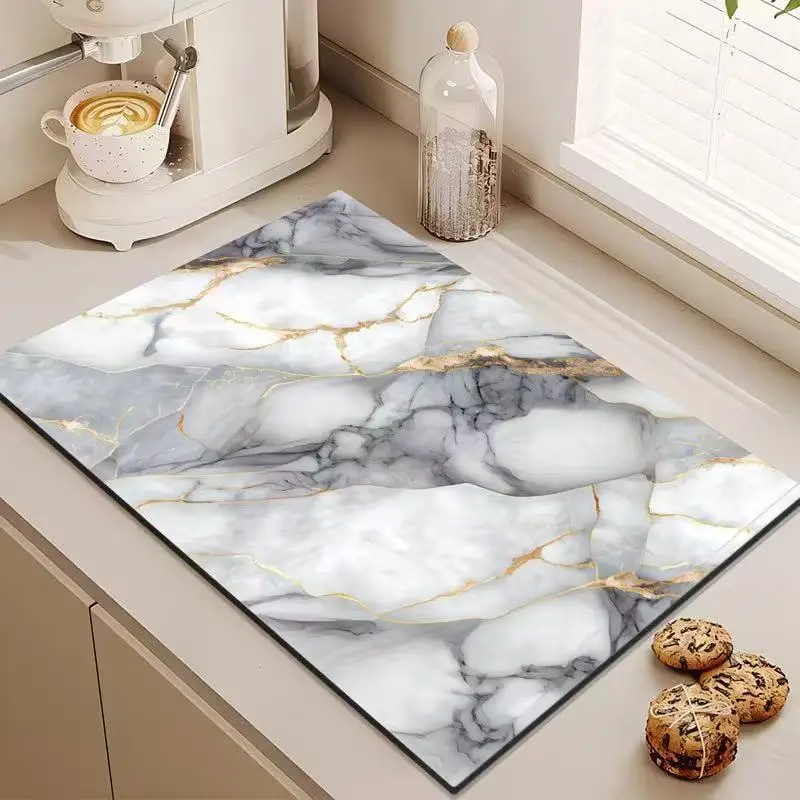 Soft Diatomite Kitchen Sink Drying Mat, Water‑Absorbent Non‑Slip Waterproof Mat for Faucet, Marble Countertop & Wash Basin