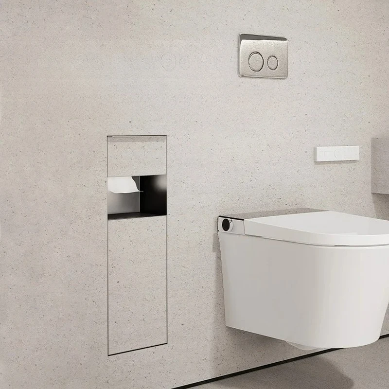 Stainless steel niche toilet embedded toilet niche trash can bathroom embedded toilet tissue box