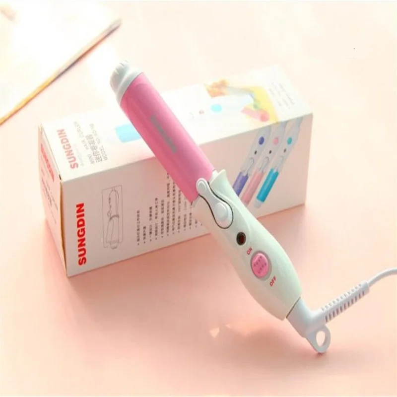 السفر المحمولة الكهربائية هامش الشعر نهاية مكواة تجعيد 26 مللي متر التورمالين السيراميك العصا نمط موجة الأسطوانة بكرة الشعر بانج التصميم متموج