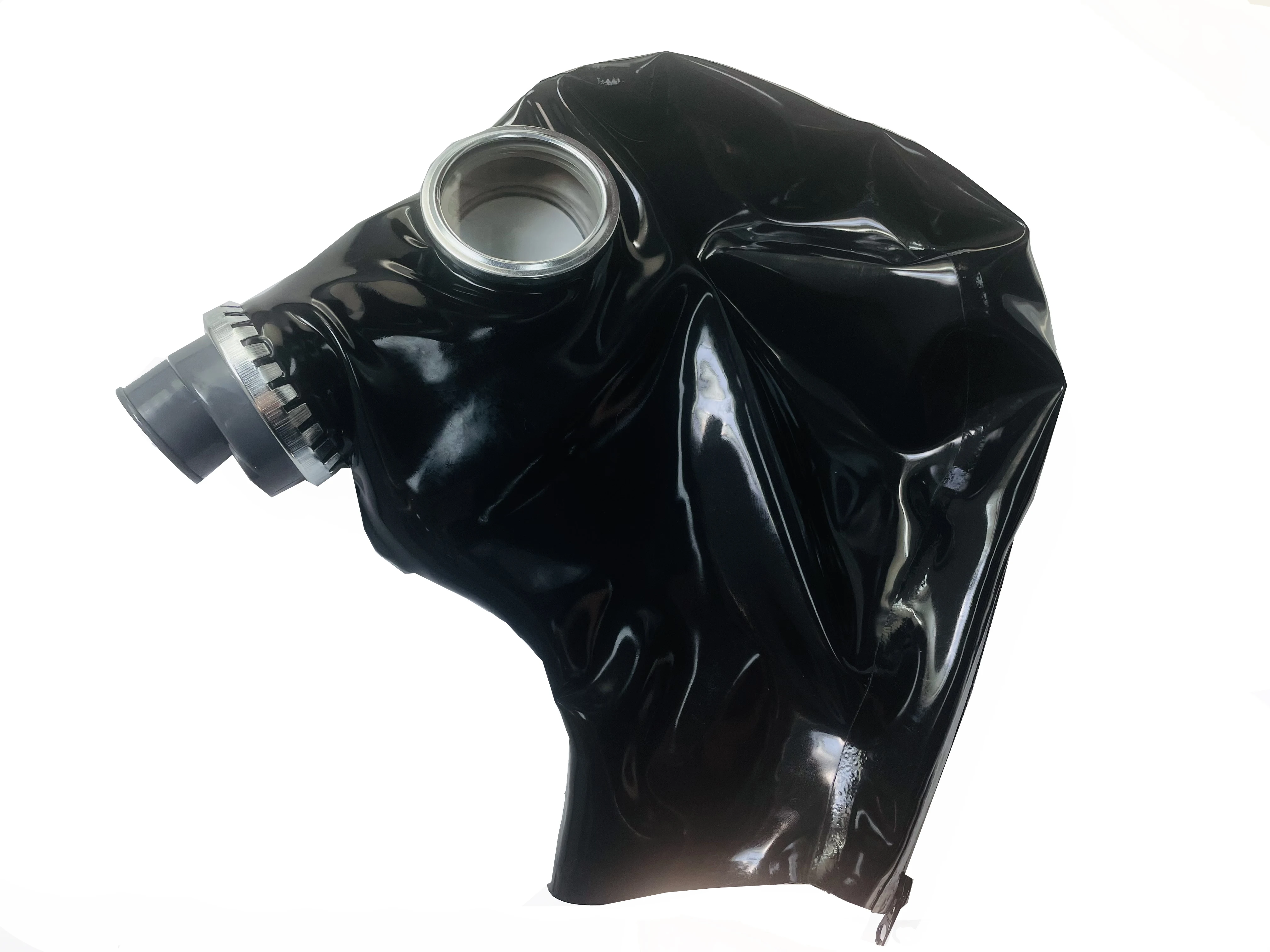 

Latex gummi gas mask hood Black Rubber Gas Mask Rebreathe