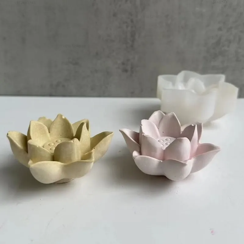 3D Lotus Silicone Mold Flower Chocolate Cake Mold DIY Candle Soap Plaster Resin Mold Candle Making Supplies