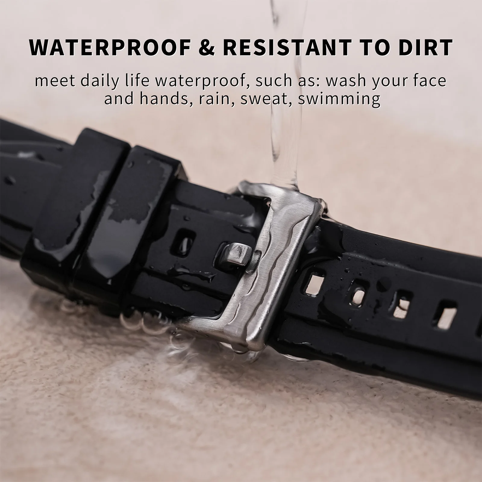 FKM Rubber Waffle Strap 20mm 22mm Fluororubber Bracelets Universal Diver Waterproof Comfortable Sports Fast Release Watchbands