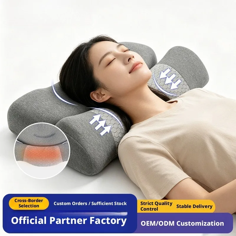 Cervical Pillow for Neck Pain Relief Sleeping Massage Memory Foam Neck Support Pillow Non Traction Heat Therapy Repair Cylinder
