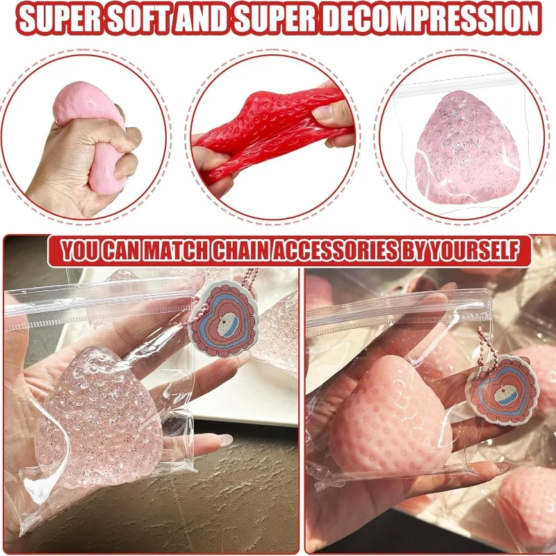 New Strawberry Sticky Squishy Toy Soft Slow Rebound Stress Relief Squeeze Elastic Decompression Fidget ASMR Sensory Relax Toys
