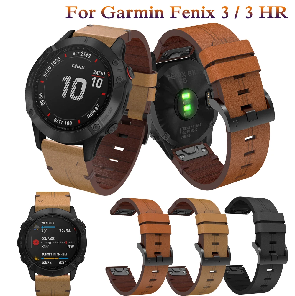 

Classic Leather wrist Watch Strap Easy fit quick Link Bracelet Belt 26MM For Garmin Fenix 3 fashion Smart Watch bands wristbands