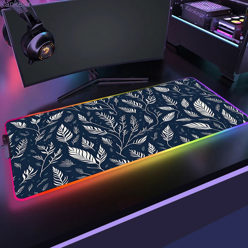 RGB Tropical Leaves Plant Mouse Mat Large Game Mousepad Gamer Mouse Pad XXL 900x300mm PC Backlight Gaming Speed Keyboard Pad XL