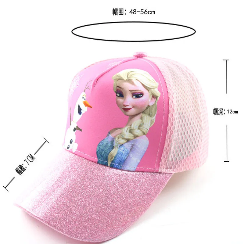 Disney Frozen Hat Anime Elsa Anna Baseball Cap Summer Breathable Shade Cap Girls Minnie Sophia Adjustable Frozen Hat Kawaii Gift