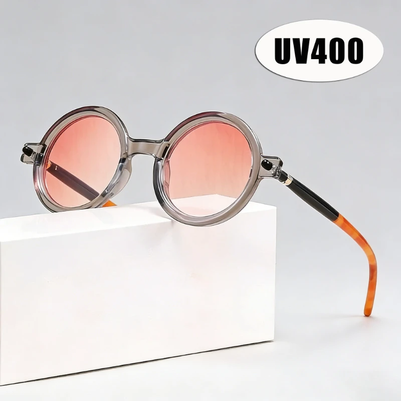 

Retro Artistic Round Frame Sunglasses Fashionable Versatile Street Style Eyewear Outdoor Sports UV400 Sun Protection Glasses