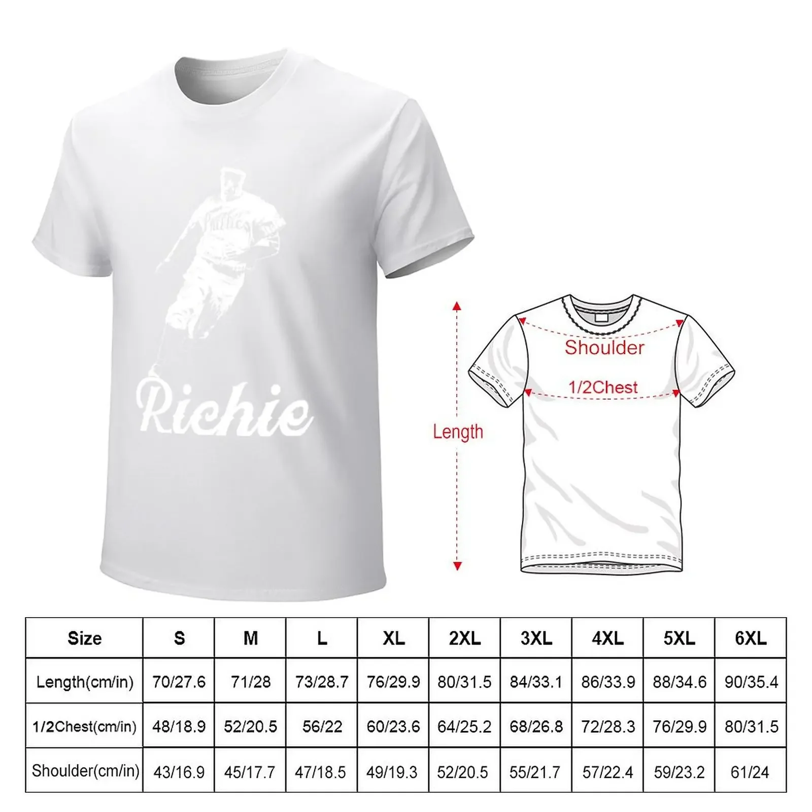 Richie Ashburn - White Stencil T-Shirt anime clothes boys whites blacks blanks t shirt men