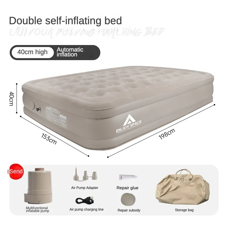 Outdoors Camping Automatic Inflatable Bed Mattress Mat Sleeping Pad Comfort Plush Elevated Airbed With Internal Electric Pump