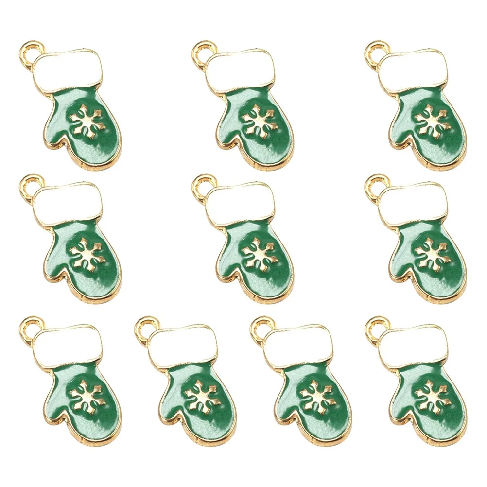 

10Pcs Christmas Glove Alloy Pendant Charms Cartoon Style DIY Jewelry Making Crafts Accessories Fashion Charm Set