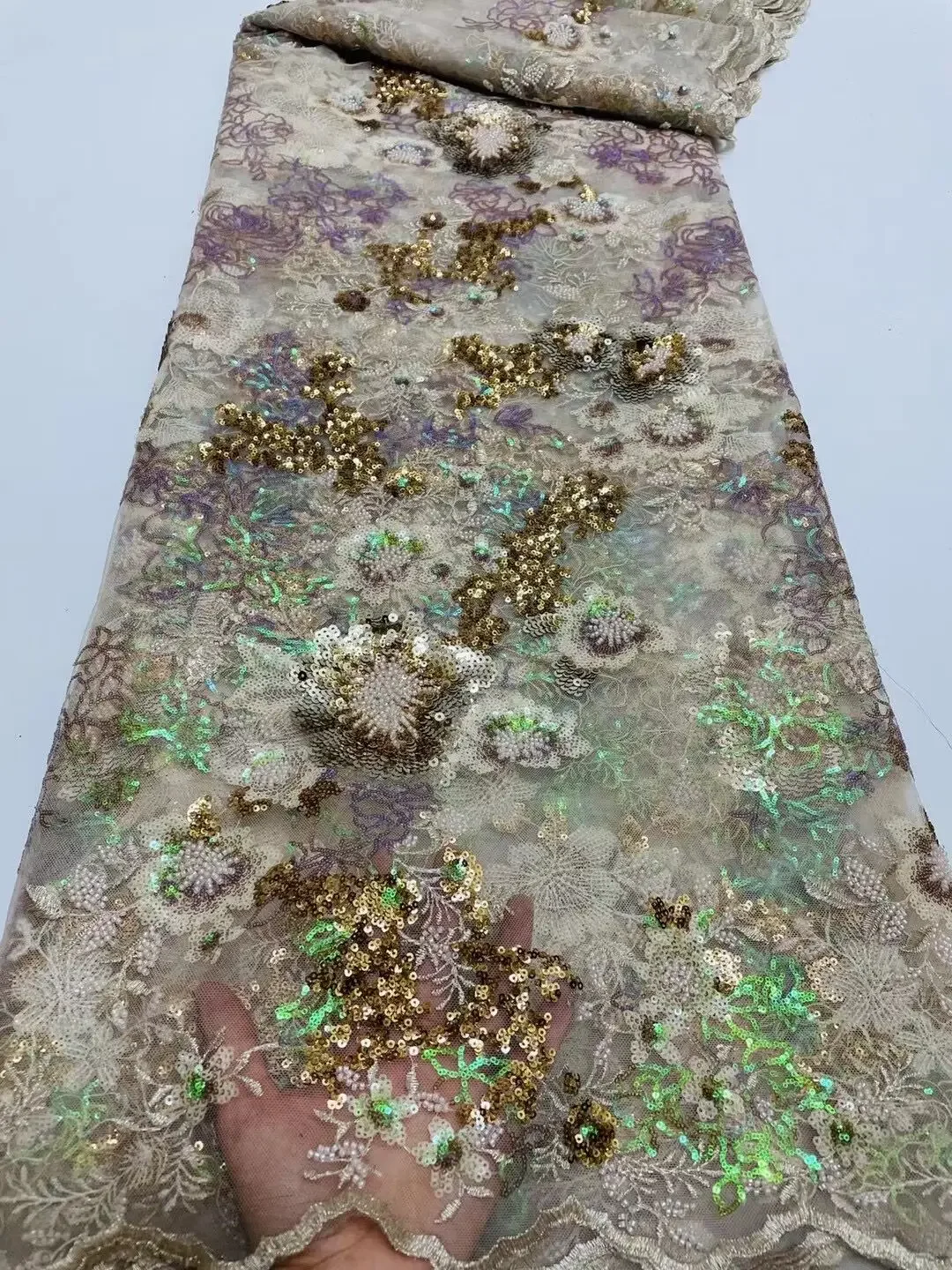 

Gray Stones African Lace Fabric Nigerian African Guipure Cord Lace Fabric Water Soluble For Party Material