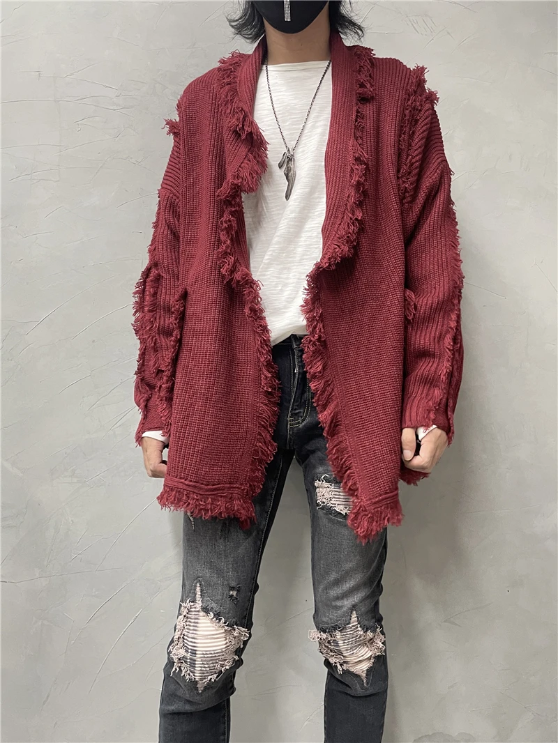 Autumn and Winter Retro Personalized Stitching Sweater Top Fashion Trendy Loose Men's Women's Casual Cardigan Jacket