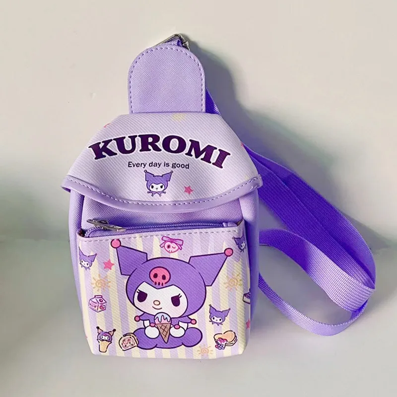 18CM Kawaii Anime Sanrio Pu Bag Kids Cinnamoroll Cute Cartoon Kids Backpack Diagonal Bag Hello Kitty Kuromi My Melody Chest Bag