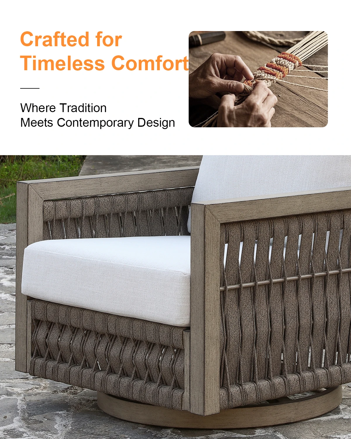 Conjunto de móveis giratórios para pátio externo, alumínio, 3 cadeiras, almofadas grossas e laváveis para pátios, hotéis, parques, varandas, varandas