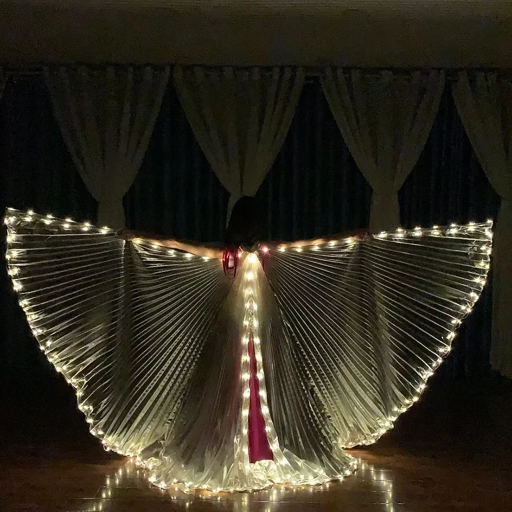 

New Led Luminous Wing Props Silver Yellow Light Split Cape Veil Halloween Cape Belly Dance Golden Wings