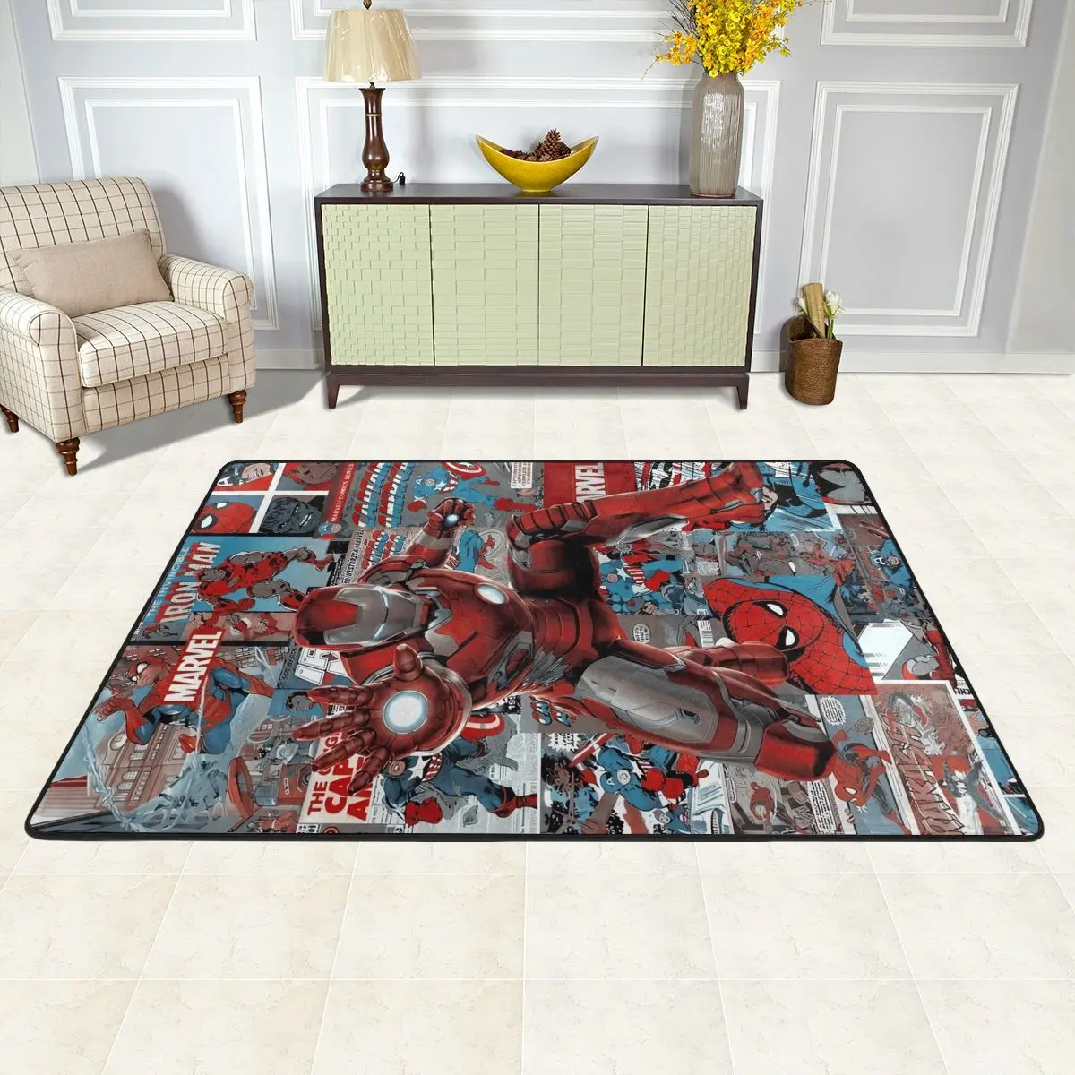 Non-slip Kitchen Carpets Iron Man Marvel Heroes Carpet Living room Bedroom Fashion Velvet Soft Floor Carpet Foot Mat