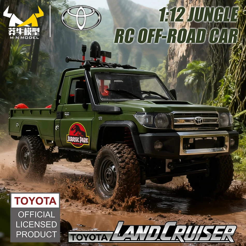 Mn modelo 1/12 4x4 rc escalada off-road carro dinossauro pá caixa de ferramentas veículo todo terreno caminhão rock crawler modelo brinquedo para adulto