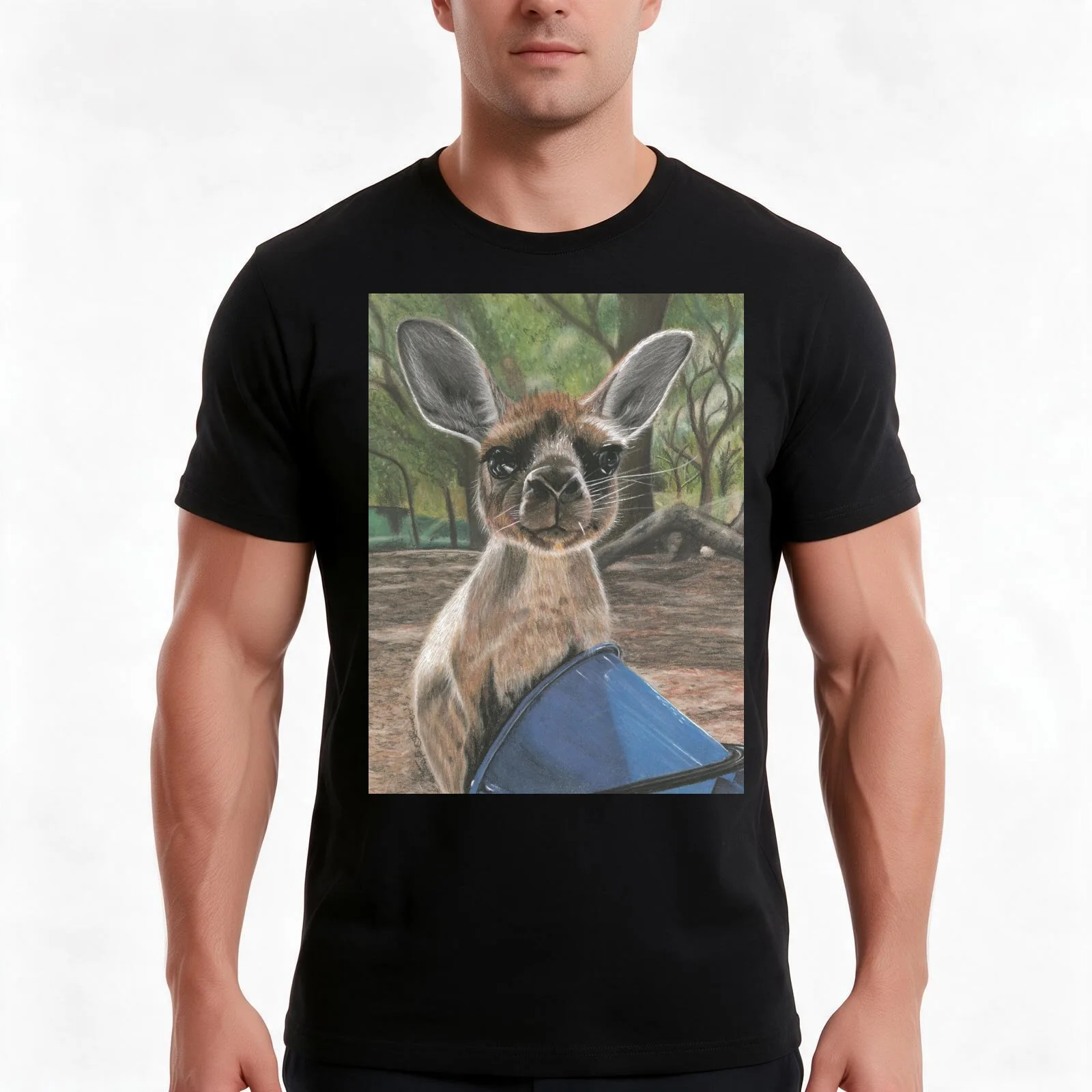 Cindy. The Hungry KI Kangaroo T-Shirt Summer Casual Cotton Tee Oversized Streetwear Tops Vintage Graphic Print 100% Cotton