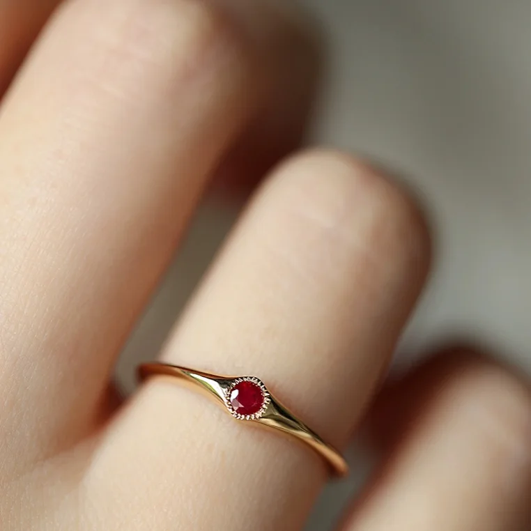 Classic Art Ruby rings for women Slim Stacked Style Light Luxury Retro fine Red Ring Suitable for Daily Wearing Jewelry Gifts