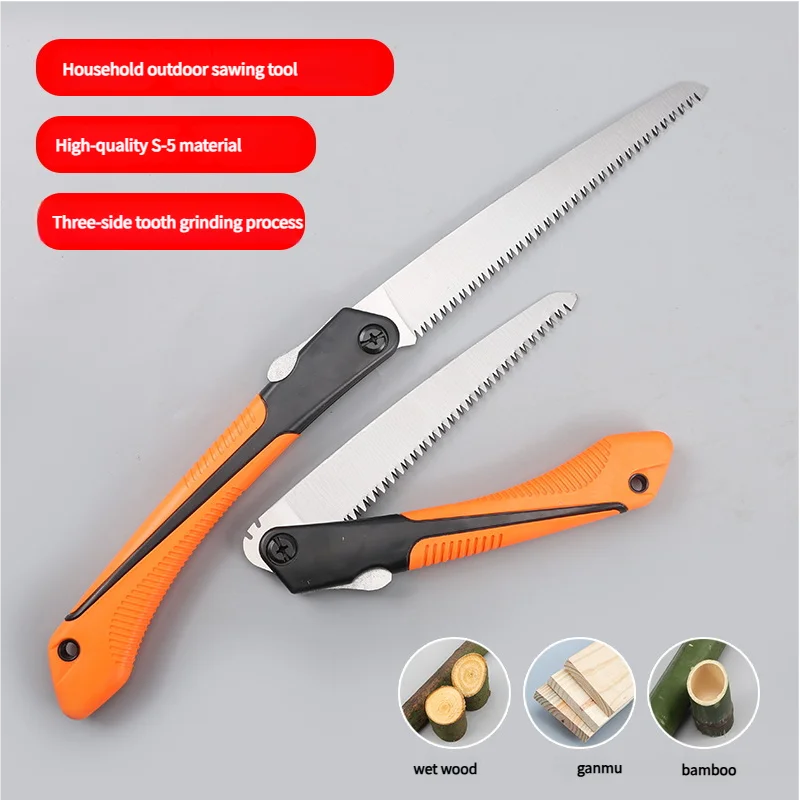 منشار تشذيب محمول متعدد الوظائف قابل للطي: شفرة فولاذية SK5، قبضة مريحة مضادة للانزلاق، للتخييم والبستنة ومنشار الخشب. #1