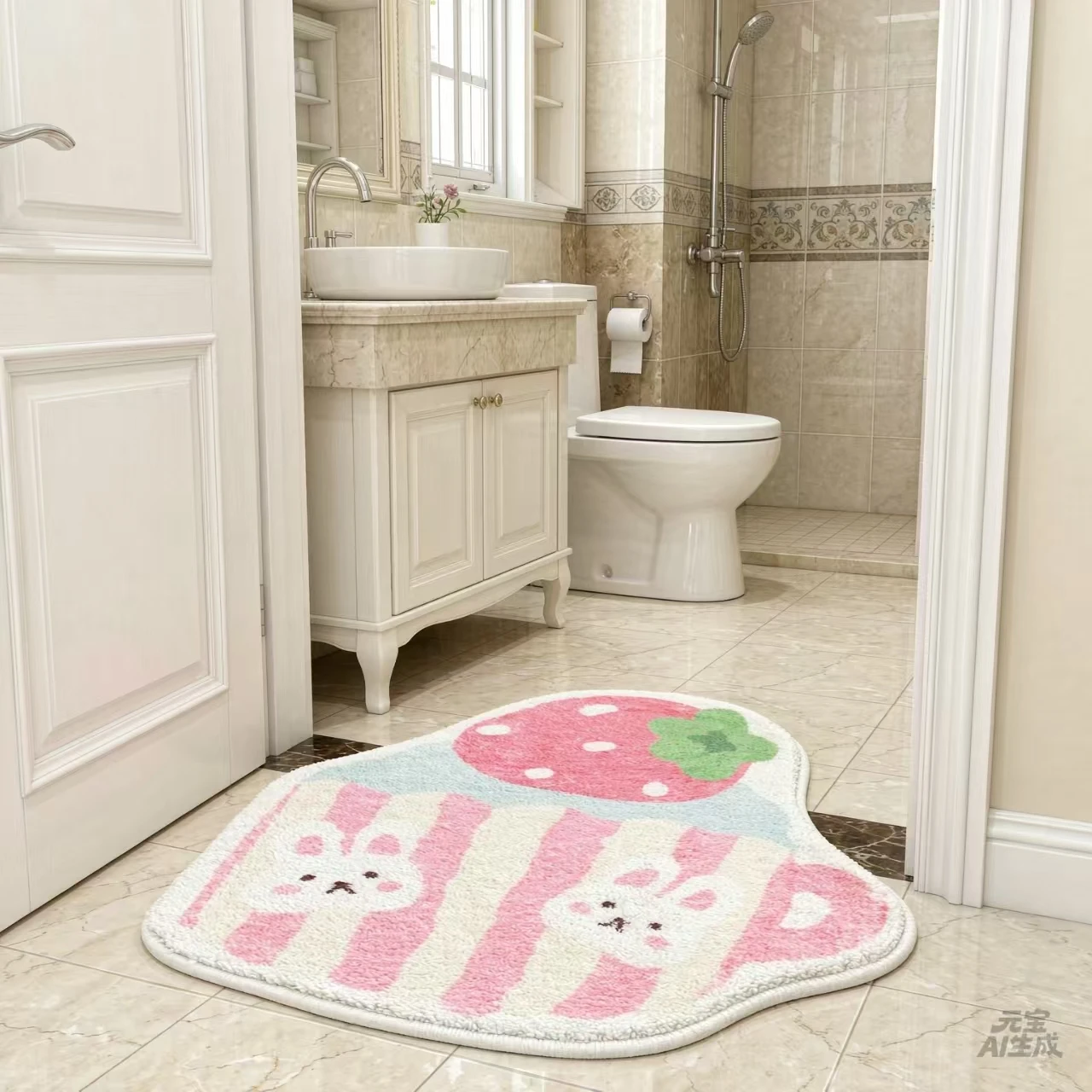 VIKAMA Synthetic Cashmere Bathroom Rug Water-Absorbing And Cool-Skin Bathroom, Soft Bedroom Door Mat, Home Decor Accessory