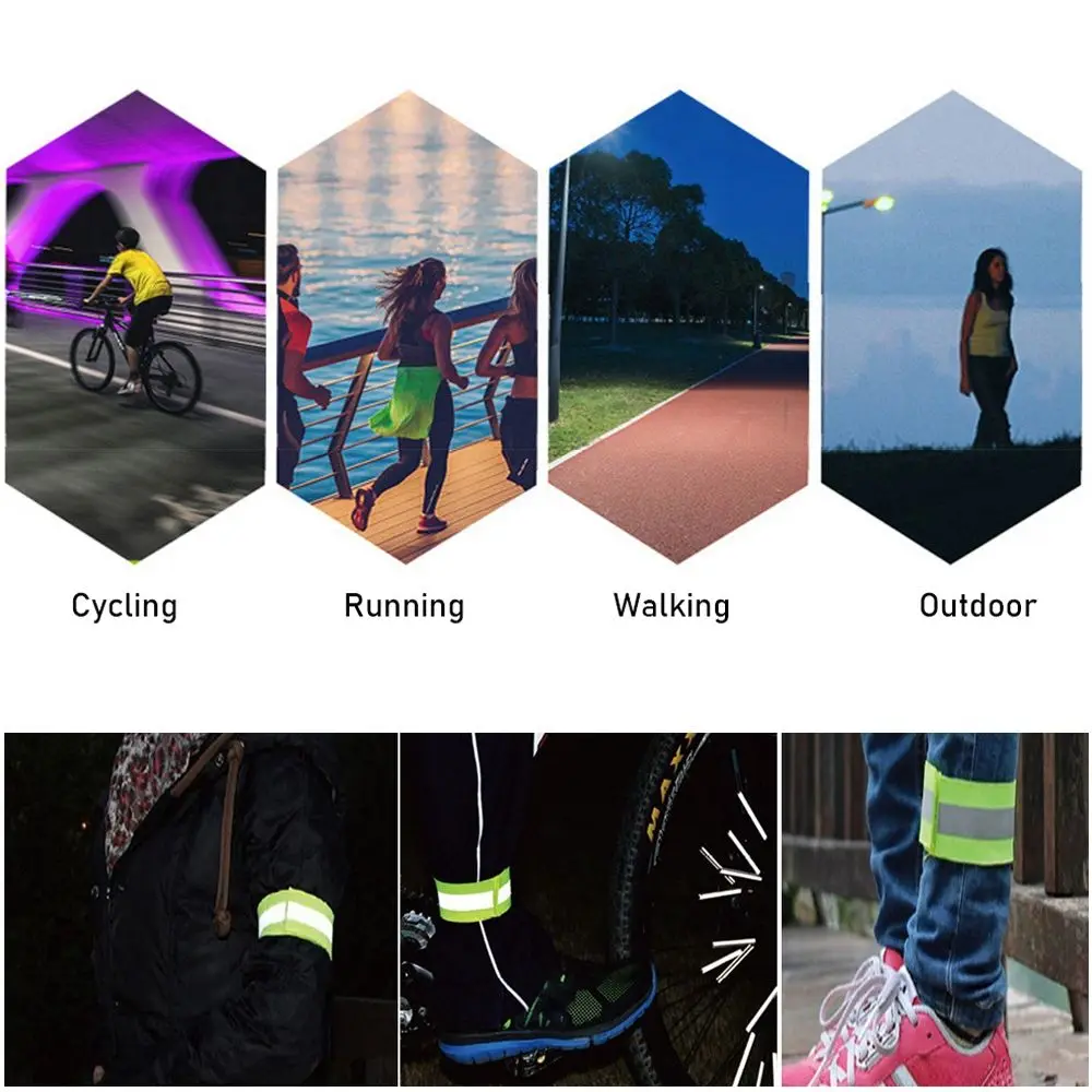 High Quality Bicycle Bind Strap Reflector Wristband Cycling Reflective Strips Warning Armband Sport Tape Bike Safety Alert