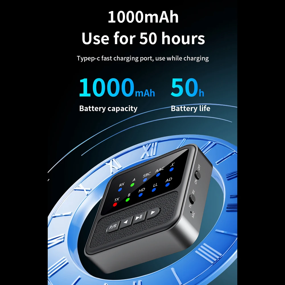 Receptor y transmisor Compatible con Bluetooth, pantalla LED, transmisor de Audio inalámbrico, receptor BT inalámbrico para estéreo/altavoces domésticos