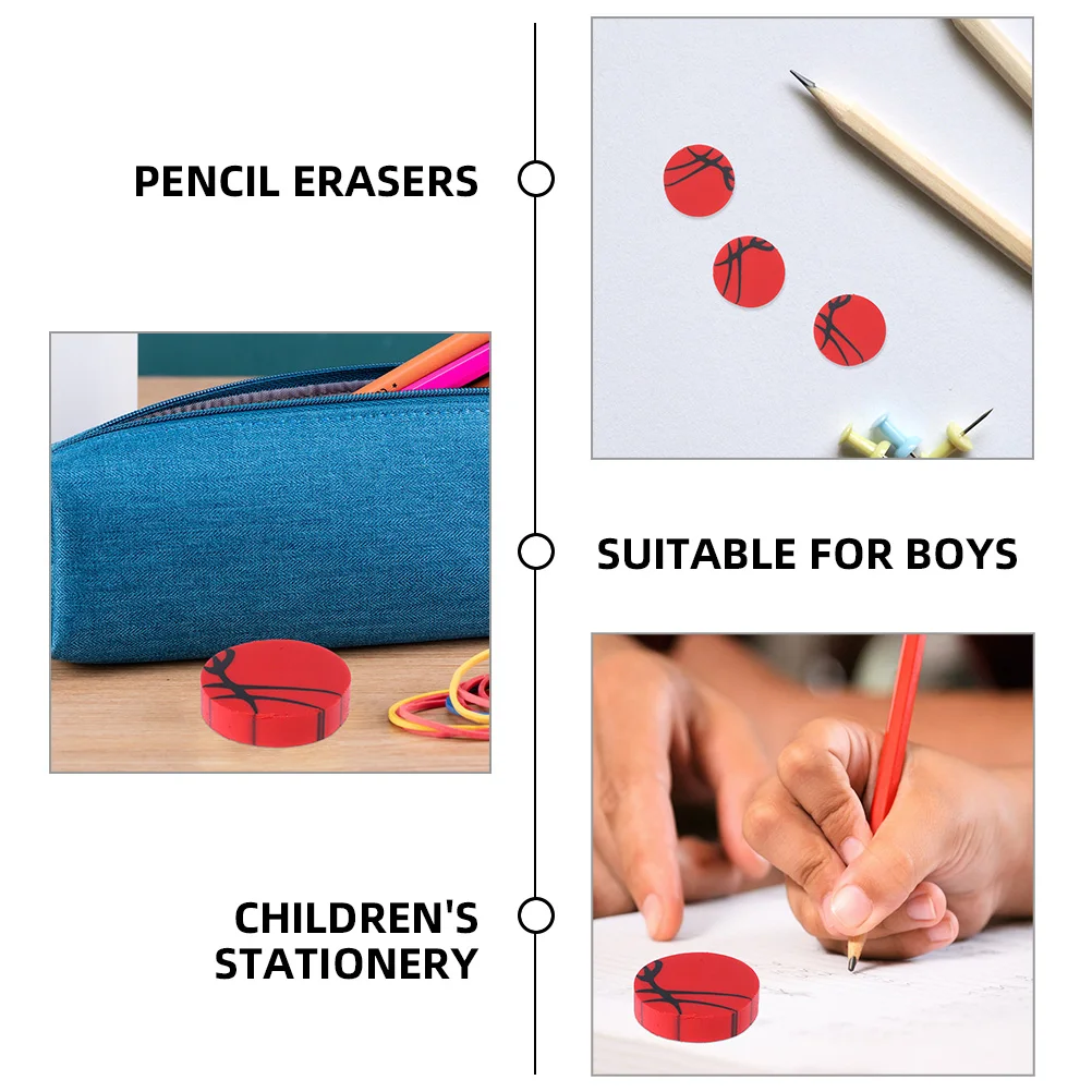 

60pcs Sports Ball Shaped Cartoon Cute Pencil For Kids Wear-Resistant Mini Party Favors Reward Erasers Multi-Function Daily Use