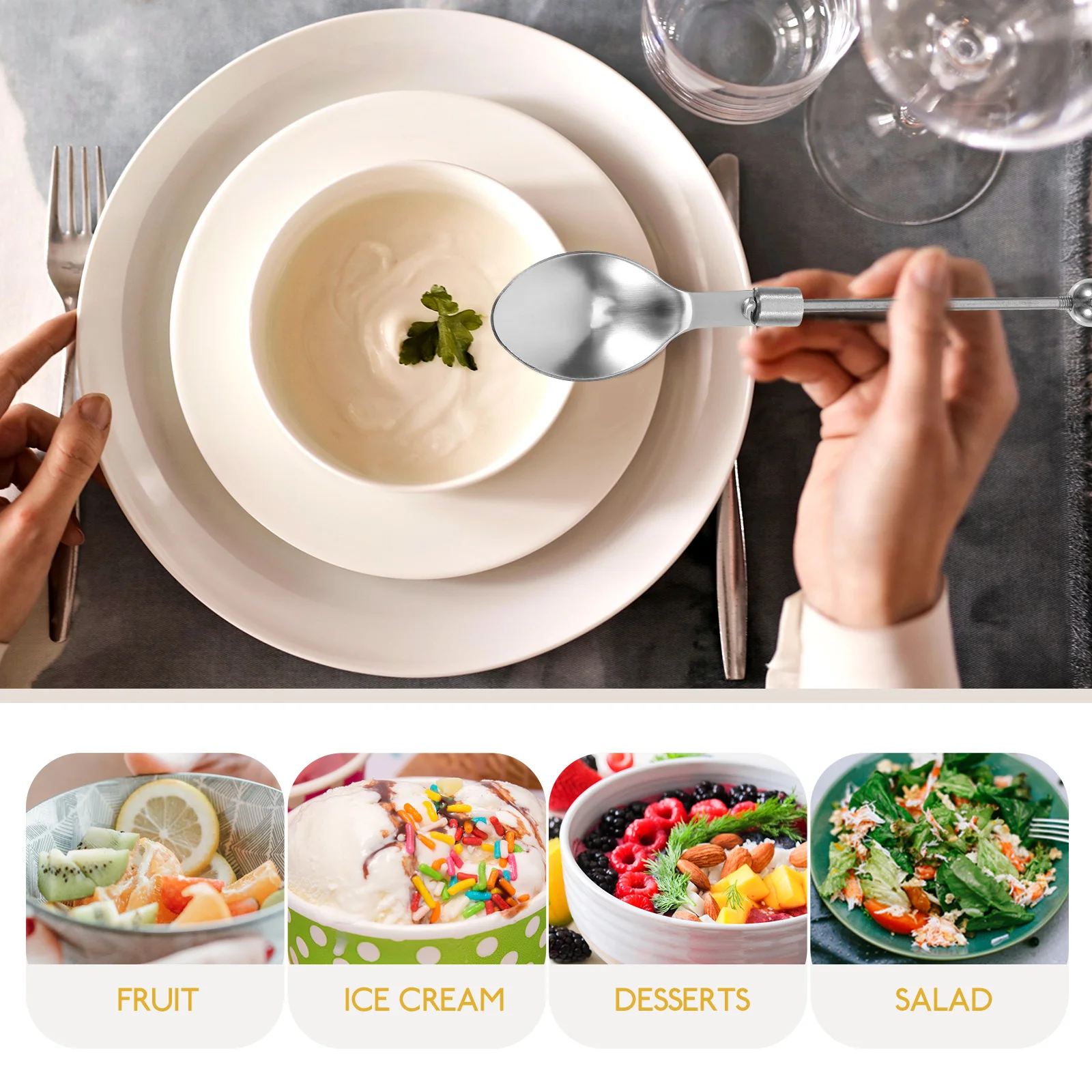 

5 Pcs DIY Beadable Spoons Stainless Steel Zinc Alloy Tasting Mini Dessert Soup Yogurt Mixing Coffee Spoon Ice Cream Scoop Home