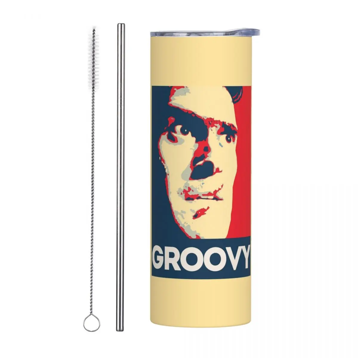 Evil Dead Ash Williams Groovy Stainless Steel Tumbler Vacuum Insulated Mugs Thermal Cold Cup Straw With Lid 20oz
