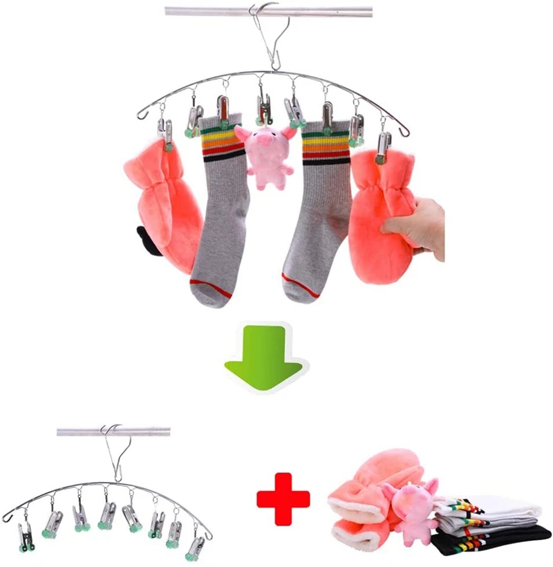 Stainless Steel Drying Hanger, Drip Hanger With 8 Clips For, Quickly Removes Clothes From Hanger