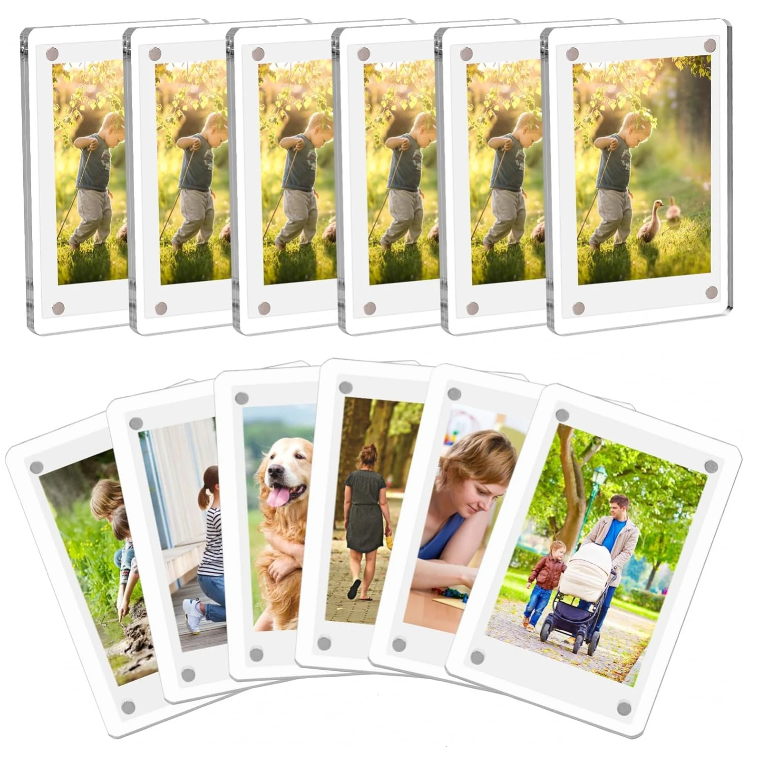 Mini cadre photo magnétique en acrylique transparent pour réfrigérateur, cadres de testeur magnétique pour photos, Instax, 2.36x3.54 pouces, 6 paquets