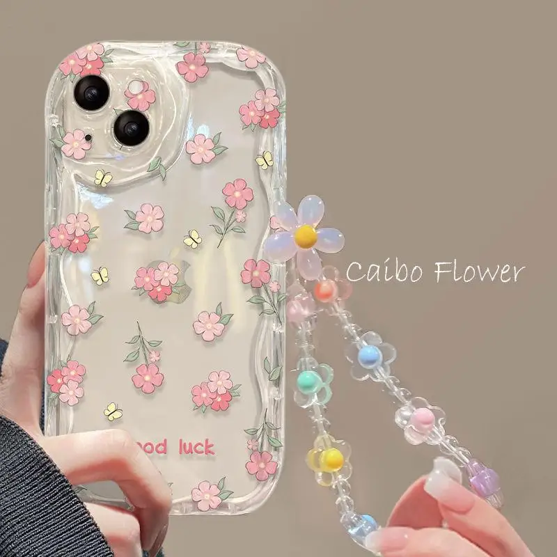 Phone Case For VIVO V29E V27E V25E V23E V21E Y15S Y15A Y01 Y16 V27 V25 V23 V20 T1 S1 V15 Pro Back Cover Flower Bracelet Wrist