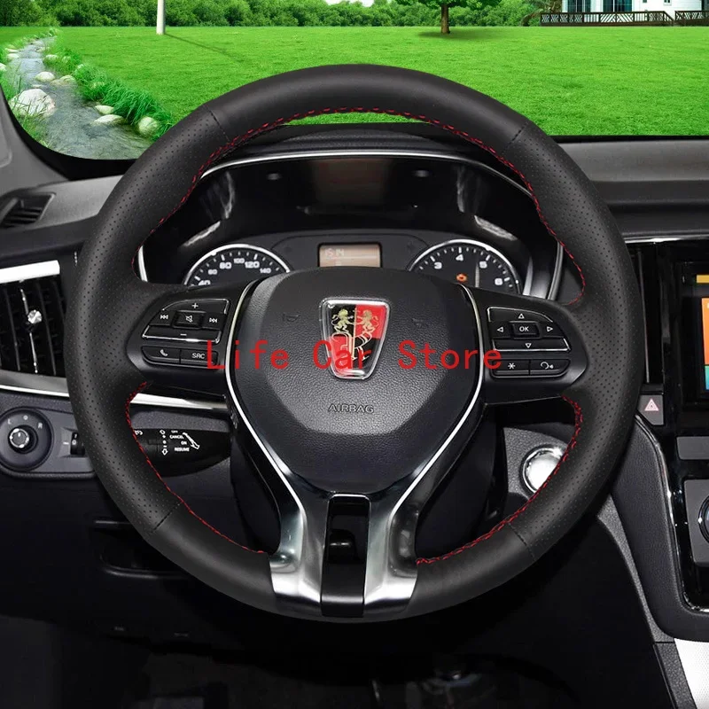 For Roewe RX5 RX3 350 360 W5 DIY Hand Sewn Steering Wheel Cover Top Leather