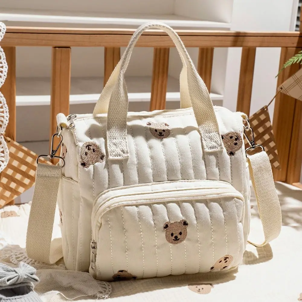 

Fashion Korean Style Mummy Bag Bear Flower Quilted Embroidered Shoulder Bag Lightweight Large Capacity Women Handbag Female
