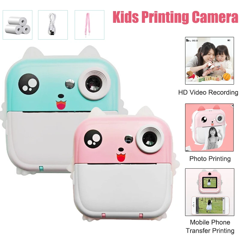 Kids Camera Instant Print Photo Mini Digital Video Camera for Kids HD Screen Outdoor Children Toys Inkless Print Thermal Paper