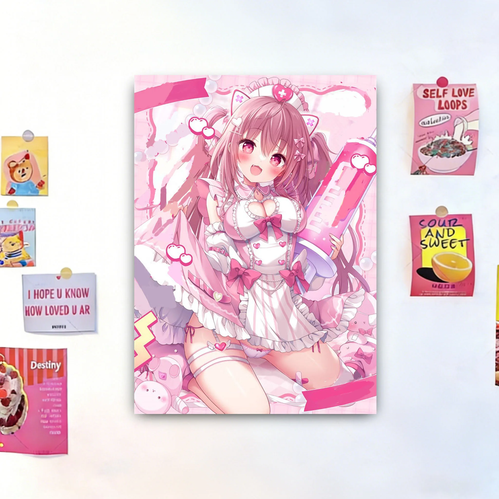 Galgame Maid Character Wandteppich, ästhetische Raumdekoration, Wandkunst, Kawaii Cutecore, Raumdekoration, Zubehör