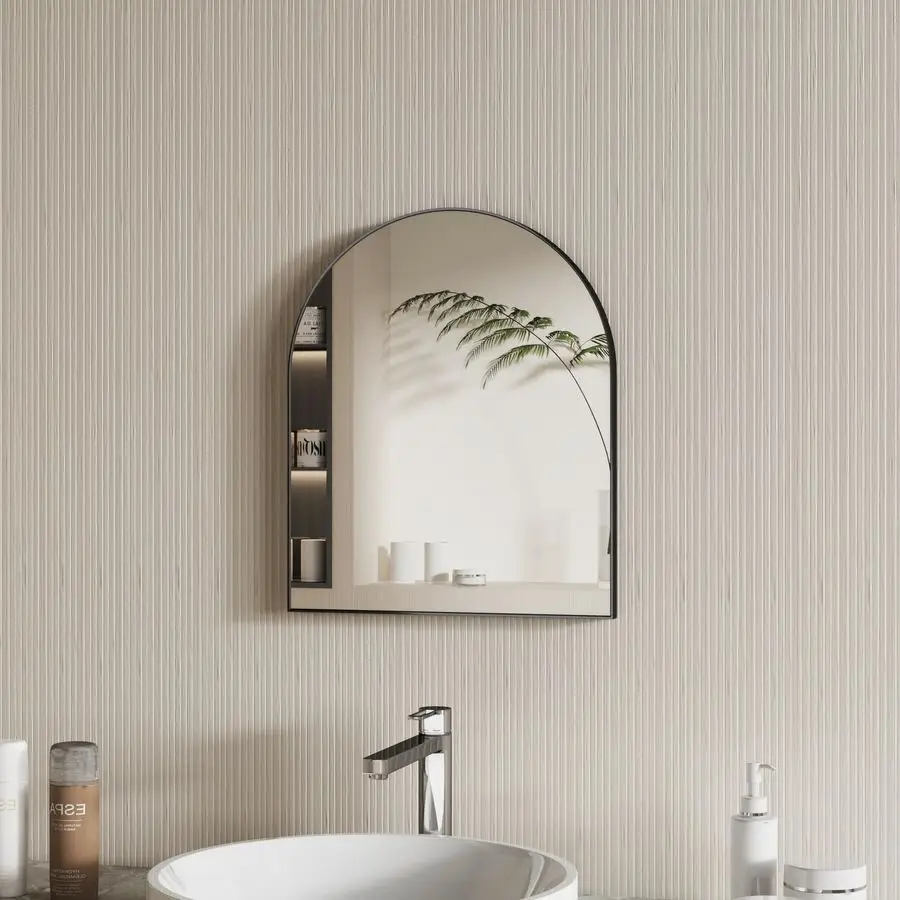 

Inch Compact Black Arched Mirror Perfect for Small Bathroom Vanity amp Decorative Wall Use SpaceSaving Brushed Metal Frame Arch
