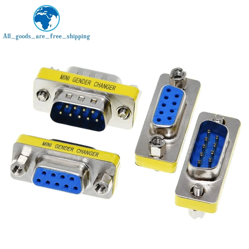 TZT DB9 9Pin Male to Male/Female to Female/Male to Female Mini Gender Changer Adapter RS232 Serial plug Com Connector