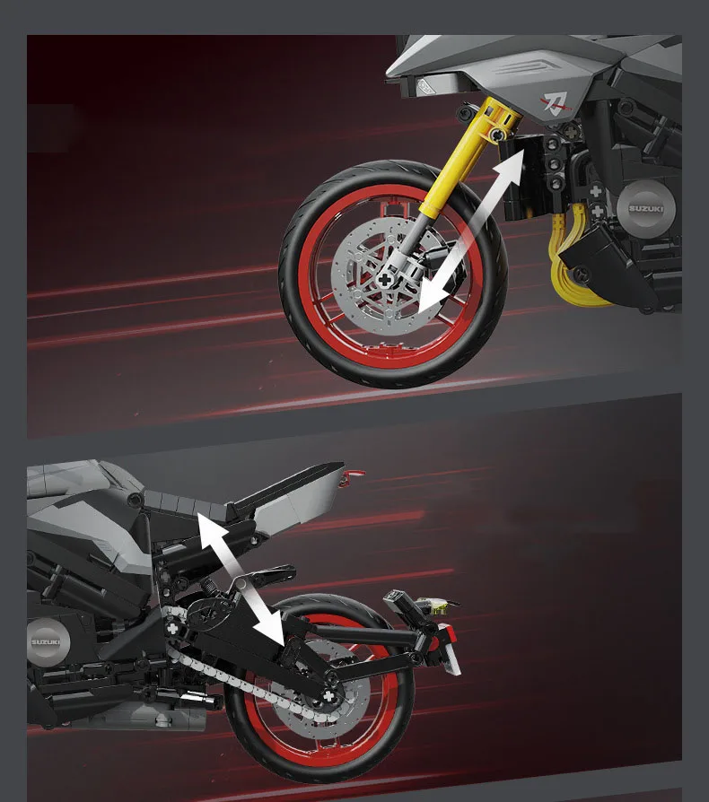 Technischer Japan-Motor-MOC-Baustein, Maßstab 1:6, 2022 Katana-Motorrad-Konstruktionsmodell, Bausteine, Spielzeug, Sammlerstück, ideal als Geschenk. – Detail 6