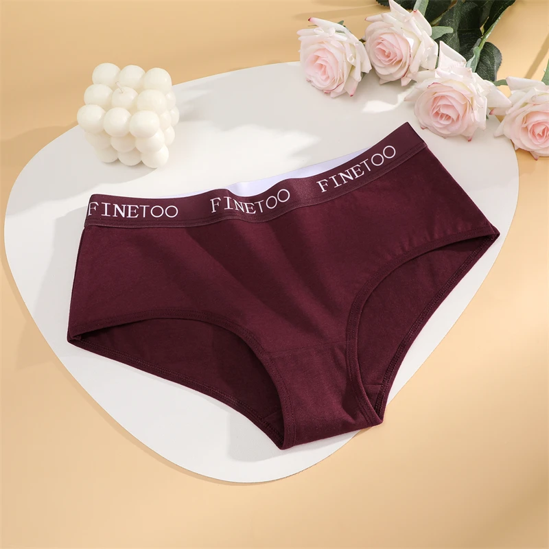FINETOO 3Pcs Cotton Letter Belt Underwear Women's Panties Sexy Breathable Low Waist Briefs Female Stretch Comfortable Lingerie - Image 4