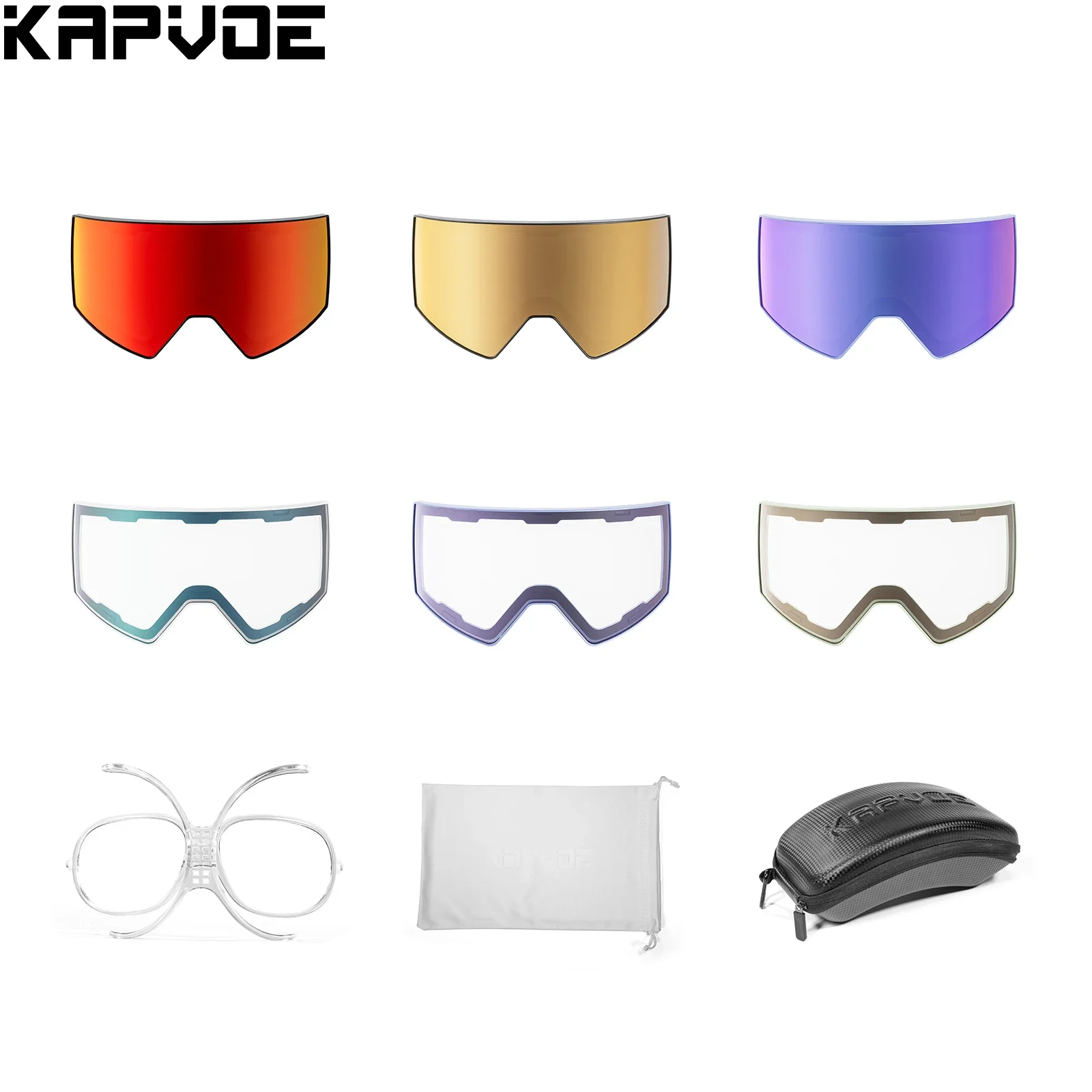 KAPVOE K721Ski goggles lenses Colored lenses UV400 Photochromic Ski Goggles Accessories Double-layer Anti-fog lens Magnetic Lens