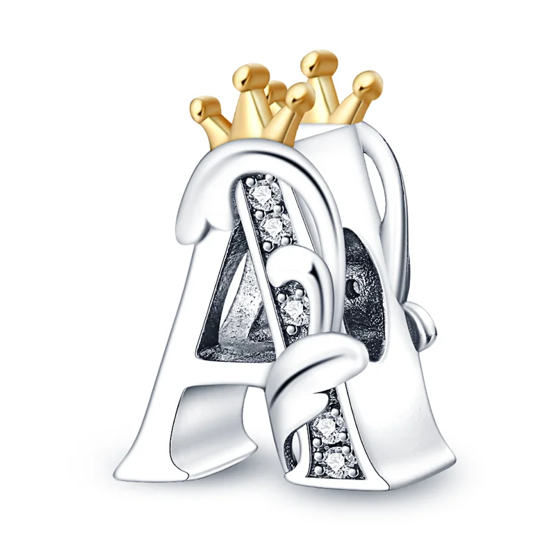 925 Sterling Silver Letter Charm Bead A-Z for Bracelets - Product Image 2