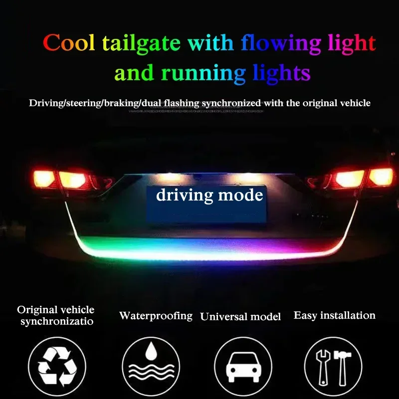 For BYD Dolphins Qin Atto 3 Han EV Song G3 Car Taillight Rear Bumper Tail Light Rear trunk light Led strip decoration 1.2m 12V