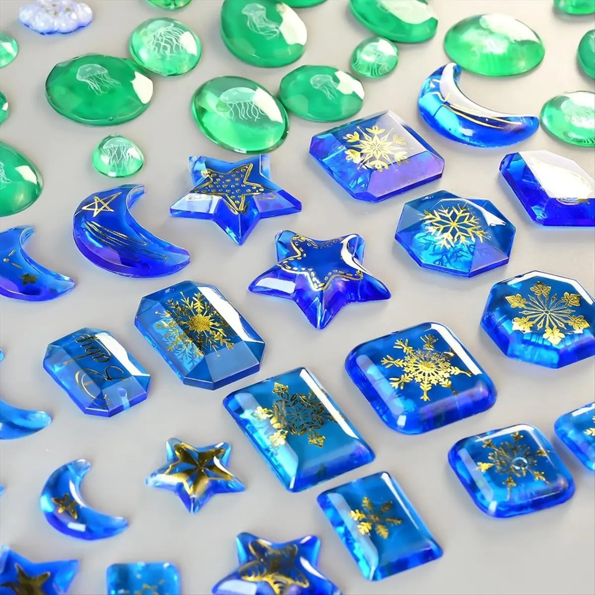3 Pack Resin Earring Mold with Holes, Variety Shaped & Sizes Geometric Gem Cabochon Crescent Moon Star Clouds Pendant